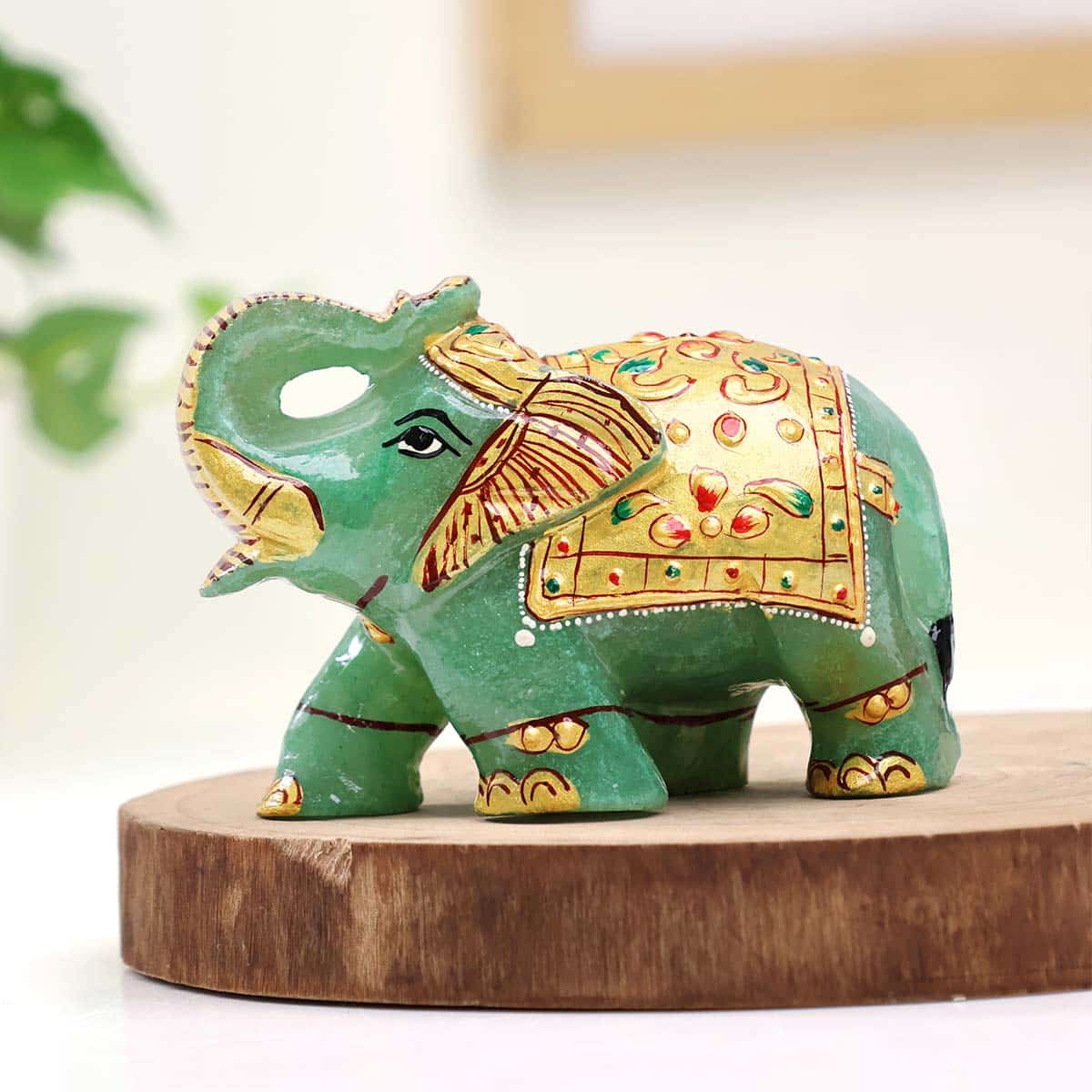 Green-Aventurine-Elephant-Painted Green-Aventurine-Elephant-Painted